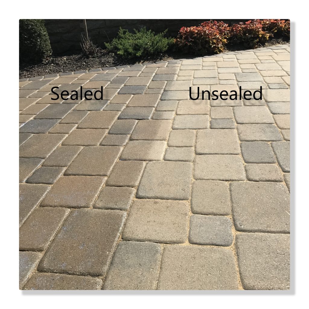 Paver Patio Cleaning and Sealing Pressure Washing Beautiful before and after on this patio